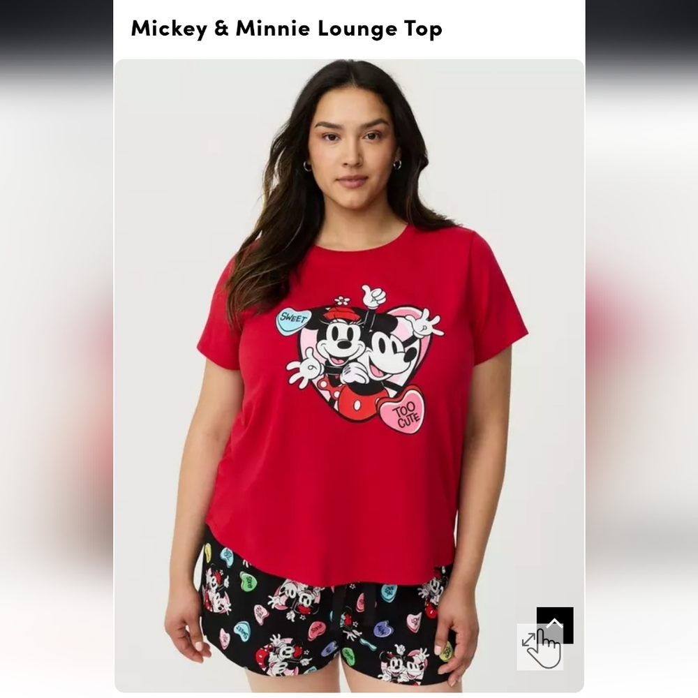 torrid Red Mickey & Minnie Lounge Top 2x Only